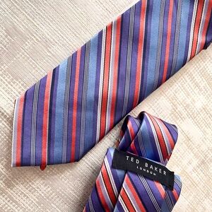 NWT $80 Ted Baker Men’s Silk Tie — Striped Multicolor
